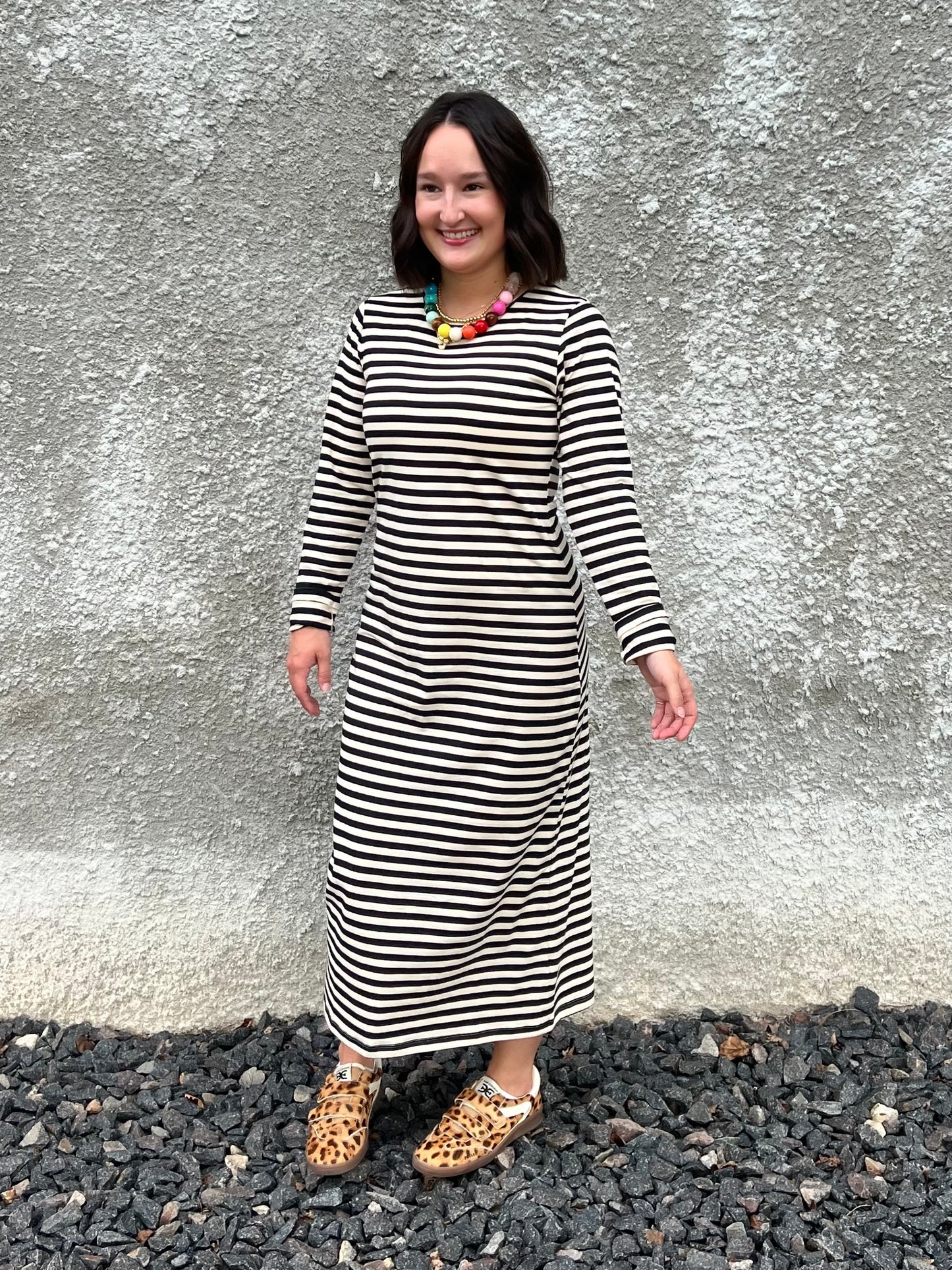 STRIPE MIDI DRESS