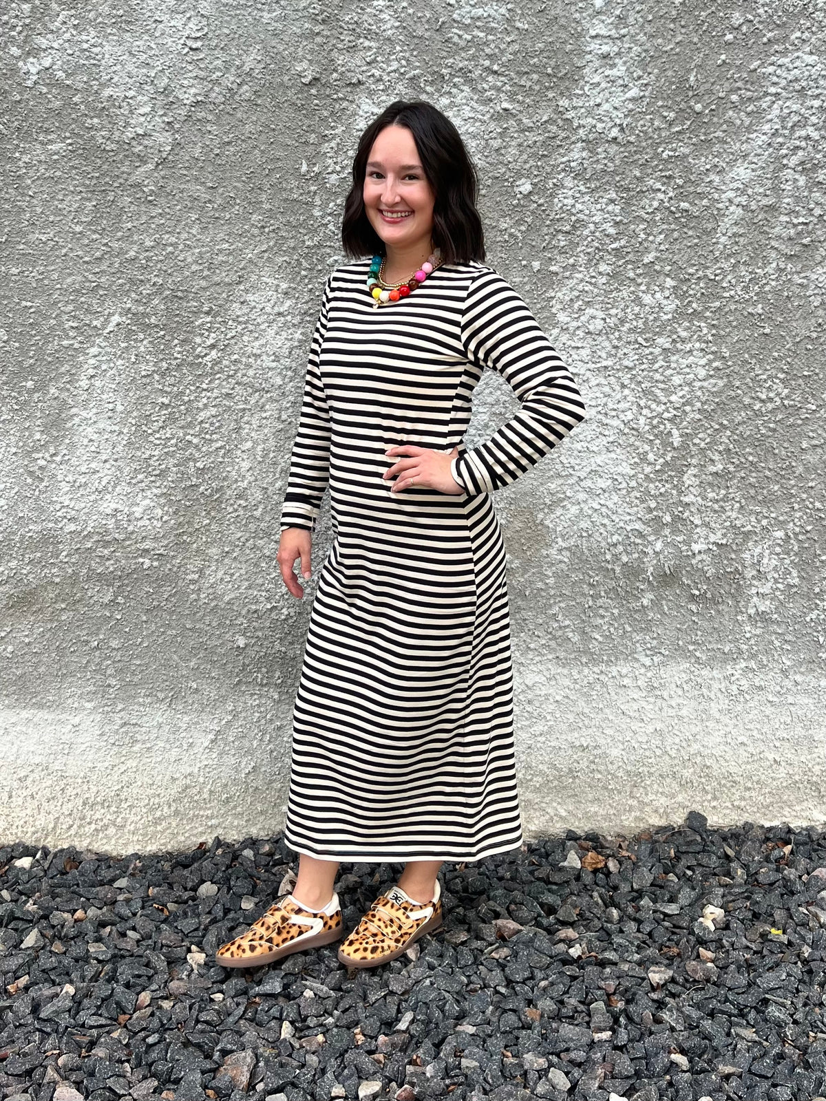 STRIPE MIDI DRESS